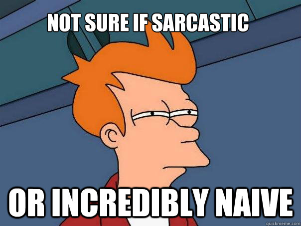 Not sure if sarcastic Or incredibly naive - Not sure if sarcastic Or incredibly naive  Futurama Fry