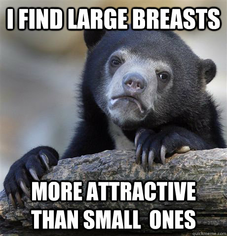 I find large breasts more attractive than small  ones  Confession Bear