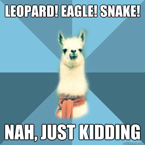 leopard! eagle! snake! nah, just kidding  Linguist Llama