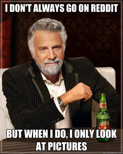 I don't always go on Reddit but when i do, i only look at pictures  Dos Equis man