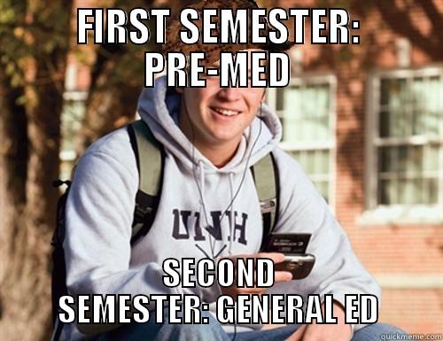 FIRST SEMESTER: PRE-MED SECOND SEMESTER: GENERAL ED College Freshman