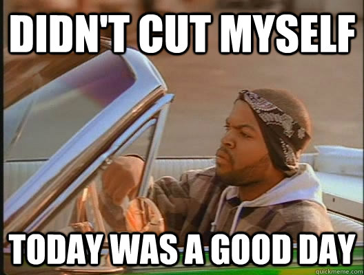 Didn't cut myself Today was a good day  today was a good day