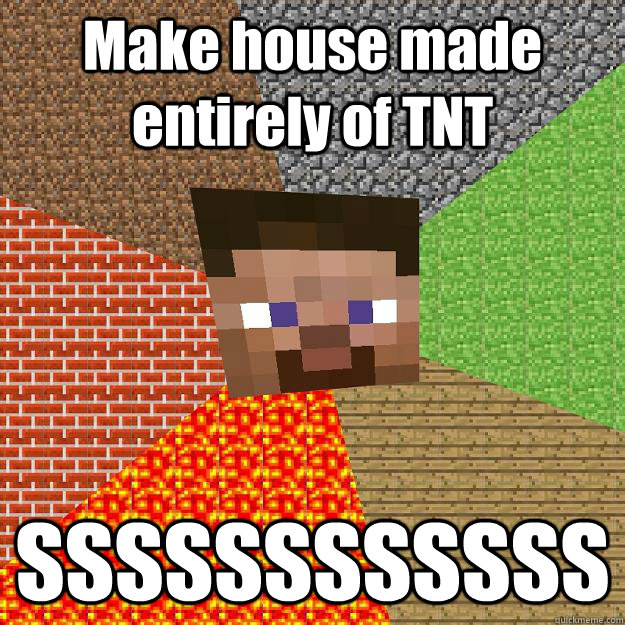 Make house made entirely of TNT SSSSSSSSSSSS  Minecraft