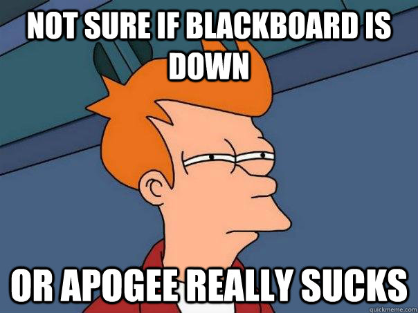 Not sure if Blackboard is down Or Apogee really sucks  Futurama Fry