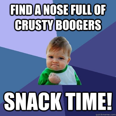 Find a nose full of crusty boogers snack time! - Find a nose full of crusty boogers snack time!  Success Kid