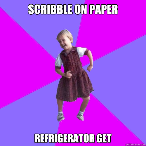 Scribble on paper refrigerator get    Socially awesome kindergartener