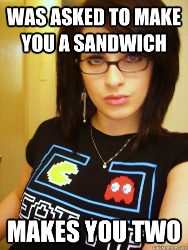 was Asked to make you a sandwich  Makes you two  Cool Chick Carol