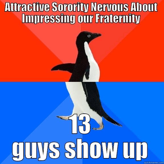 DSP  - ATTRACTIVE SORORITY NERVOUS ABOUT IMPRESSING OUR FRATERNITY 13 GUYS SHOW UP Socially Awesome Awkward Penguin