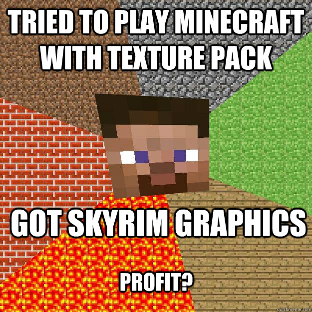 Tried to play minecraft with texture pack got skyrim graphics profit? - Tried to play minecraft with texture pack got skyrim graphics profit?  Minecraft