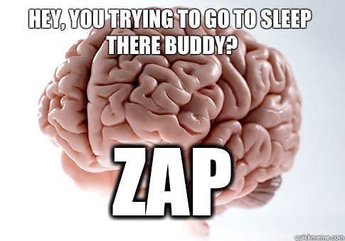 Hey, you trying to go to sleep there buddy? ZAP - Hey, you trying to go to sleep there buddy? ZAP  Scumbag Brain