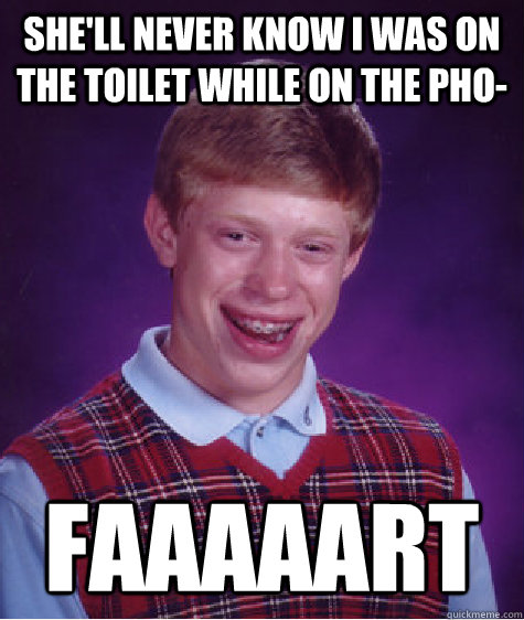 She'll never know i was on the toilet while on the pho- faaaaart - She'll never know i was on the toilet while on the pho- faaaaart  Bad Luck Brian