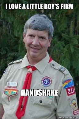 I love a little boy's firm Handshake  Harmless Scout Leader