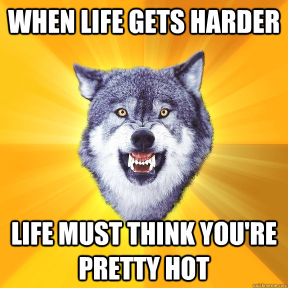 When life gets harder life must think you're pretty hot  Courage Wolf