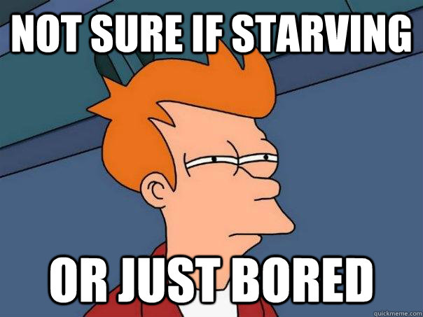 Not sure if starving Or just bored  Futurama Fry