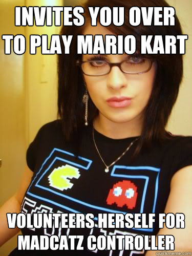 invites you over to play mario kart volunteers herself for madcatz controller  Cool Chick Carol