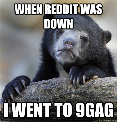 when reddit was down i went to 9gag - when reddit was down i went to 9gag  Confession Bear