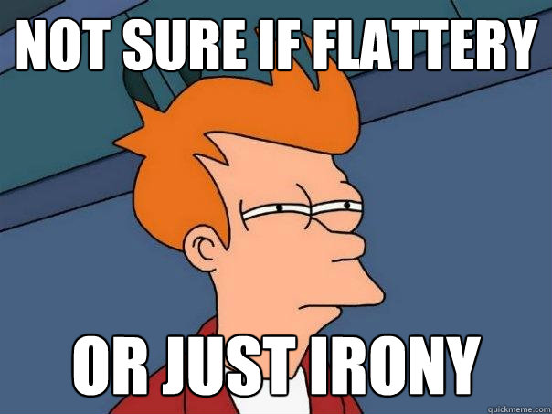 not sure if flattery or just irony  Futurama Fry