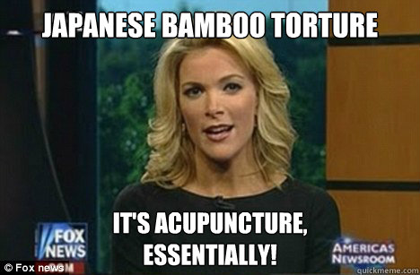 Japanese Bamboo torture It's acupuncture,
Essentially!  Megyn Kelly