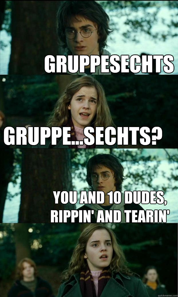 GRUPPESECHTS GRUPPE...SECHTS? YOU AND 10 DUDES, RIPPIN' AND TEARIN'  Horny Harry