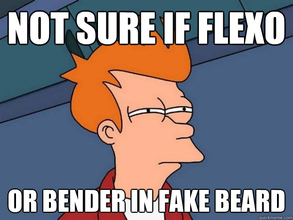 not sure if flexo or bender in fake beard  Futurama Fry