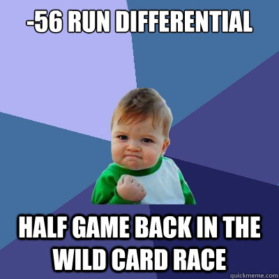 -56 run differential Half game back in the wild card race - -56 run differential Half game back in the wild card race  Success Kid