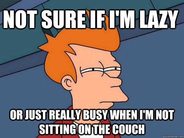 Not sure if I'm lazy Or just really busy when I'm not sitting on the couch  Futurama Fry