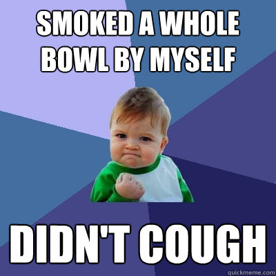 Smoked a whole bowl by myself Didn't Cough   Success Kid