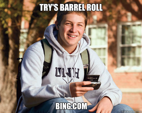 try's barrel roll bing.com  College Freshman