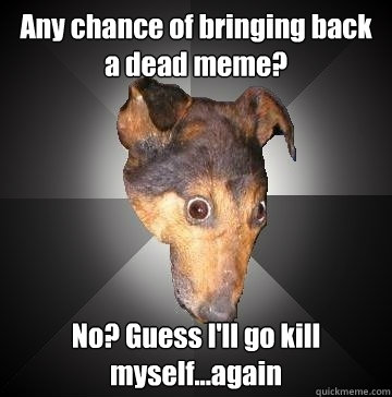 Any chance of bringing back a dead meme? No? Guess I'll go kill myself...again  Depression Dog