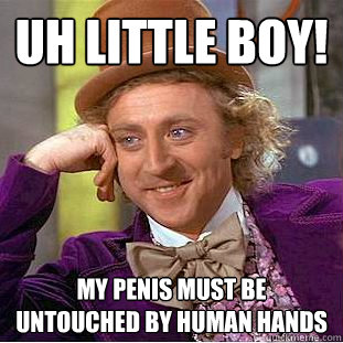 uh little boy! my penis must be untouched by human hands  Creepy Wonka