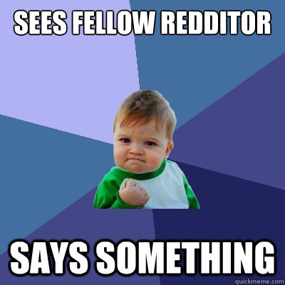 Sees fellow redditor SAYS SOMETHING - Sees fellow redditor SAYS SOMETHING  Success Kid