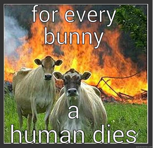 FOR EVERY BUNNY A HUMAN DIES Evil cows