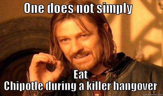           ONE DOES NOT SIMPLY              EAT CHIPOTLE DURING A KILLER HANGOVER One Does Not Simply