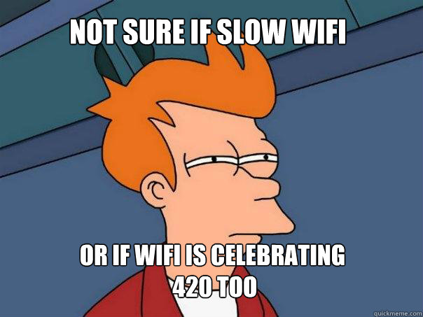 not sure if slow wifi or if wifi is celebrating
 420 too  Futurama Fry