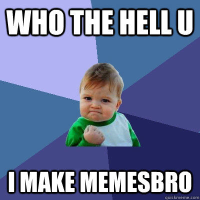 who the hell u i make memesbro  Success Kid