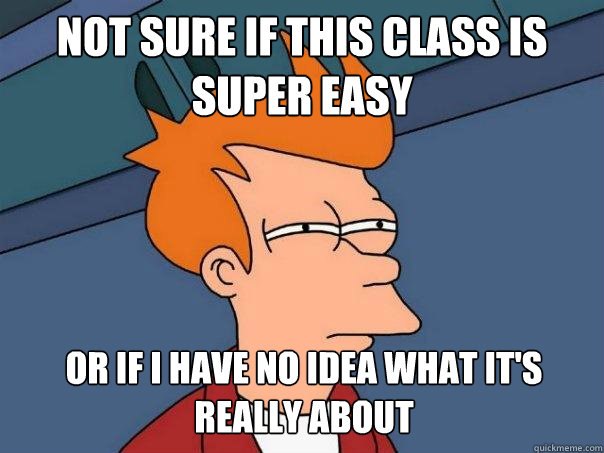 Not sure if this class is super easy or if i have no idea what it's really about  Futurama Fry