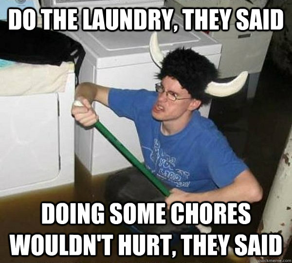 Do the laundry, they said Doing some chores wouldn't hurt, they said - Do the laundry, they said Doing some chores wouldn't hurt, they said  They said