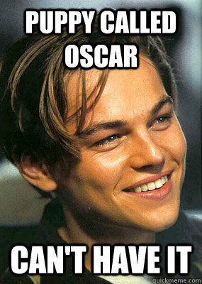 Puppy called Oscar Can't have it  Bad Luck Leonardo Dicaprio