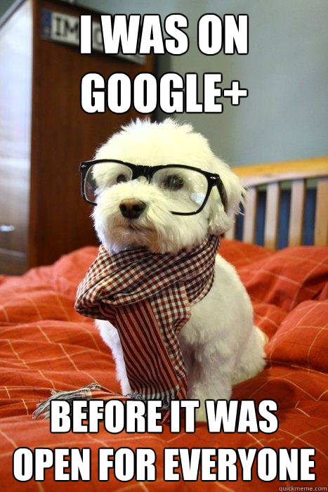 I was on google+ before it was open for everyone  Hipster Dog