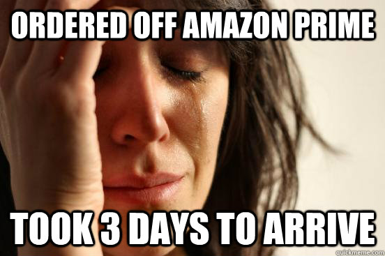 Ordered off amazon prime Took 3 days to arrive - Ordered off amazon prime Took 3 days to arrive  First World Problems