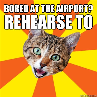 Bored at the airport? Rehearse to be in the mile high club!  Bad Advice Cat