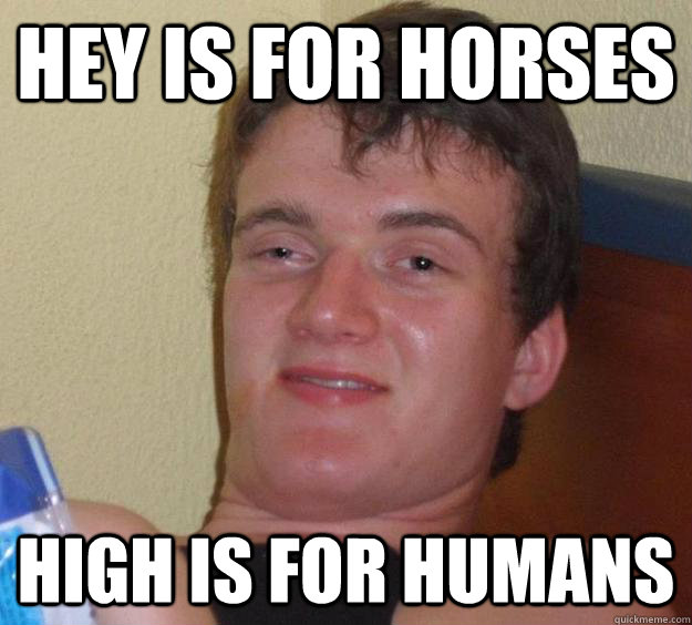 Hey is for horses high is for humans  10 Guy