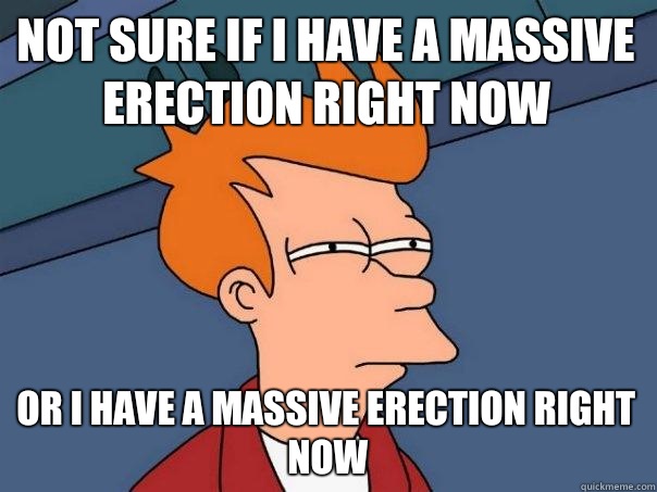 Not sure if I have a massive erection right now Or I have a massive erection right now  Futurama Fry