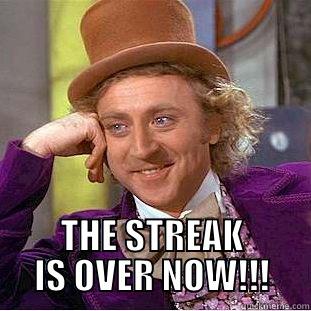 Willy Wonka after the game -  THE STREAK IS OVER NOW!!! Condescending Wonka