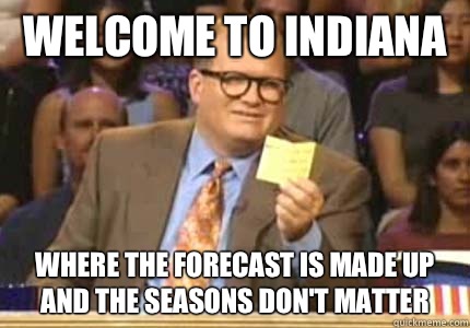 WELCOME TO Indiana Where the forecast is made up and the seasons don't matter  Whose Line