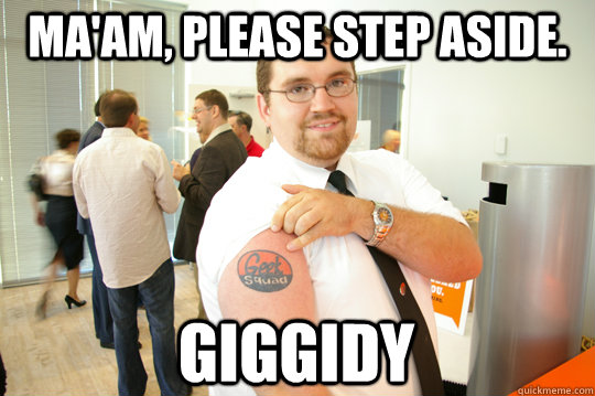 Ma'am, please step aside. Giggidy - Ma'am, please step aside. Giggidy  GeekSquad Gus