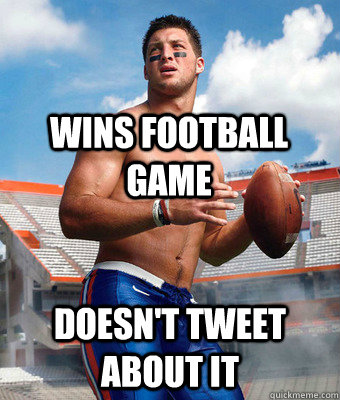 WINS FOOTBALL GAME DOESN'T TWEET ABOUT IT  