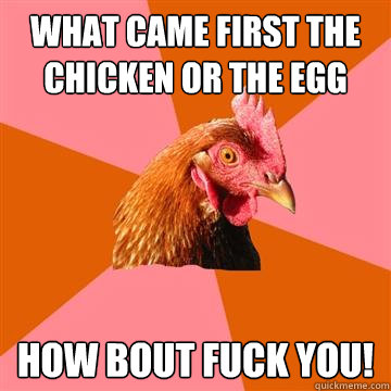 What Came First the Chicken or the Egg How Bout FUCK YOU!  Anti-Joke Chicken