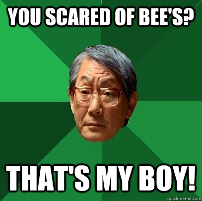 You scared of bee's? That's my boy!  High Expectations Asian Father