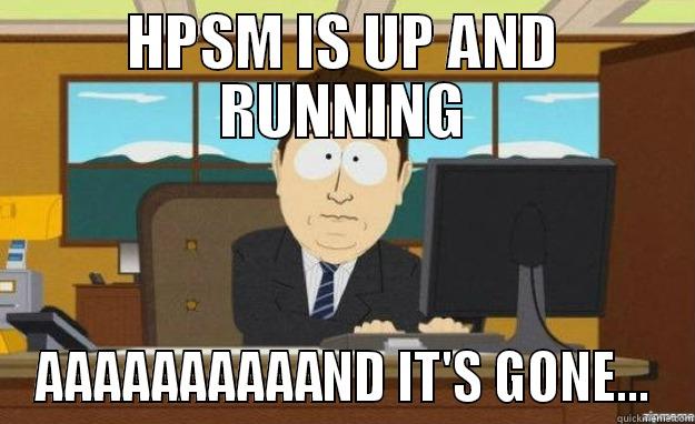 HPSM IS UP AND RUNNING AAAAAAAAAAND IT'S GONE... aaaand its gone